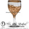 Copa Vino Borde y Pintas Inferior de Color Ámbar. Fábrica de Vidrio Soplado Artesanal, made in México - Blown Glass Factory Store Tonala, Handcraft, Handmade.