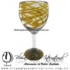 Copa Vino Hilo Jalado y Pie de Color Ámbar, Fábrica de Vidrio Soplado Artesanal, made in México - Blown Glass Factory Store Tonala, Handcraft, Handmade.