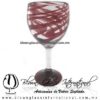 Copa Vino Hilo Jalado y Pie de Color Amatista, Fábrica de Vidrio Soplado Artesanal, made in México - Blown Glass Factory Store Tonala, Handcraft, Handmade.