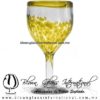 Copa Vino Borde y Pintas Inferior de Color Amarillo. Fábrica de Vidrio Soplado Artesanal, made in México - Blown Glass Factory Store Tonala, Handcraft, Handmade.