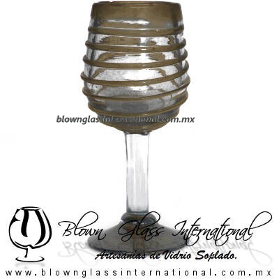 Copa Vino Borde Espiral y Pie de Color Chocolate, Fábrica de Vidrio Soplado Artesanal, made in México - Blown Glass Factory Store Tonala, Handcraft, Handmade. Copa Vino Borde Espiral y Pie de Color Chocolate, Fábrica de Vidrio Soplado Artesanal, made in México - Blown Glass Factory Store Tonala, Handcraft, Handmade.