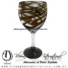 Copa Vino Hilo Jalado y Pie de Color Chocolate, Fábrica de Vidrio Soplado Artesanal, made in México - Blown Glass Factory Store Tonala, Handcraft, Handmade.