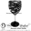 Copa Vino Hilo Jalado y Pie de Color Negro, Fábrica de Vidrio Soplado Artesanal, made in México - Blown Glass Factory Store Tonala, Handcraft, Handmade.