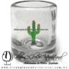 Tequilero Cilíndrico Cristal con Cactus. Fábrica de Vidrio Soplado Artesanal, made in México - Blown Glass Factory Store Tonala, Handcraft, Handmade.