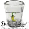 Tequilero Cónico Cristal con Chile. Fábrica de Vidrio Soplado Artesanal, made in México - Blown Glass Factory Store Tonala, Handcraft, Handmade.