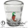 Tequilero Cónico Cristal con Chile. Fábrica de Vidrio Soplado Artesanal, made in México - Blown Glass Factory Store Tonala, Handcraft, Handmade.