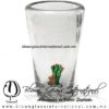 Tequilero Cónico Cristal con Nopal-Rancherito. Fábrica de Vidrio Soplado Artesanal, made in México - Blown Glass Factory Store Tonala, Handcraft, Handmade.