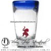 Tequilero Cónico con Elefante y borde Azul Cobalto . Fábrica de Vidrio Soplado Artesanal, made in México - Blown Glass Factory Store Tonala, Handcraft, Handmade.