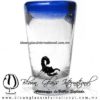 Tequilero Cónico con Escorpión y borde de Color Azul Cobalto. Fábrica de Vidrio Soplado Artesanal, made in México - Blown Glass Factory Store Tonala, Handcraft, Handmade.