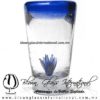 Tequilero Cónico con Agave y borde Azul cobalto. Fábrica de Vidrio Soplado Artesanal, made in México - Blown Glass Factory Store Tonala, Handcraft, Handmade.