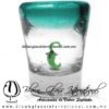 Tequilero Cónico con Chile y borde Teal (Turquesa). Fábrica de Vidrio Soplado Artesanal, made in México - Blown Glass Factory Store Tonala, Handcraft, Handmade. Tequilero Cónico con Chile y borde Teal (Turquesa). Fábrica de Vidrio Soplado Artesanal, made in México - Blown Glass Factory Store Tonala, Handcraft, Handmade.