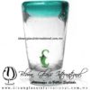 Tequilero Cónico con Chile y borde Teal (Turquesa). Fábrica de Vidrio Soplado Artesanal, made in México - Blown Glass Factory Store Tonala, Handcraft, Handmade. Tequilero Cónico con Chile y borde Teal (Turquesa). Fábrica de Vidrio Soplado Artesanal, made in México - Blown Glass Factory Store Tonala, Handcraft, Handmade.