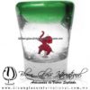 Tequilero Cónico con Elefante y borde Verde Jade. Fábrica de Vidrio Soplado Artesanal, made in México - Blown Glass Factory Store Tonala, Handcraft, Handmade.
