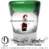 Tequilero Cónico con Santa Claus y Borde de Color Verde Jade. Fábrica de Vidrio Soplado Artesanal, made in México - Blown Glass Factory Store Tonala, Handcraft, Handmade.