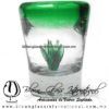 Tequilero Cónico con Agave y borde Verde Jade. Fábrica de Vidrio Soplado Artesanal, made in México - Blown Glass Factory Store Tonala, Handcraft, Handmade.