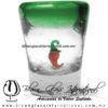 Tequilero Cónico con Chile y borde Verde Jade. Fábrica de Vidrio Soplado Artesanal, made in México - Blown Glass Factory Store Tonala, Handcraft, Handmade. Tequilero Cónico con Chile y borde Verde Jade. Fábrica de Vidrio Soplado Artesanal, made in México - Blown Glass Factory Store Tonala, Handcraft, Handmade.