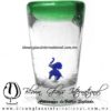 Tequilero Cónico con Elefante y borde Verde Jade. Fábrica de Vidrio Soplado Artesanal, made in México - Blown Glass Factory Store Tonala, Handcraft, Handmade.