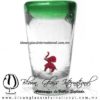 Tequilero Cónico con Elefante y borde Verde Jade. Fábrica de Vidrio Soplado Artesanal, made in México - Blown Glass Factory Store Tonala, Handcraft, Handmade.