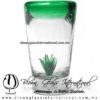 Tequilero Cónico con Agave y borde Verde Jade. Fábrica de Vidrio Soplado Artesanal, made in México - Blown Glass Factory Store Tonala, Handcraft, Handmade.