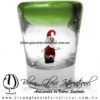 Tequilero Cónico con Santa Claus y Borde de Color Verde Lima. Fábrica de Vidrio Soplado Artesanal, made in México - Blown Glass Factory Store Tonala, Handcraft, Handmade.