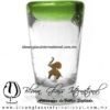 Tequilero Cónico con Elefante y borde Verde Lima. Fábrica de Vidrio Soplado Artesanal, made in México - Blown Glass Factory Store Tonala, Handcraft, Handmade.