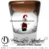 Tequilero Cónico con Santa Claus y Borde de Color Ámbar. Fábrica de Vidrio Soplado Artesanal, made in México - Blown Glass Factory Store Tonala, Handcraft, Handmade.