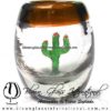 Tequilero Barril con Cactus y borde de color. Fábrica de Vidrio Soplado Artesanal, made in México - Blown Glass Factory Store Tonala, Handcraft, Handmade.