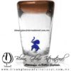 Tequilero Cónico con Elefante y borde Ámbar. Fábrica de Vidrio Soplado Artesanal, made in México - Blown Glass Factory Store Tonala, Handcraft, Handmade.