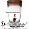 Tequilero Cónico con Santa Claus y Borde de Color Ámbar. Fábrica de Vidrio Soplado Artesanal, made in México - Blown Glass Factory Store Tonala, Handcraft, Handmade.