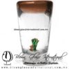 Tequilero Cónico con Nopal-Rancherito y Borde de Color Ámbar. Fábrica de Vidrio Soplado Artesanal, made in México - Blown Glass Factory Store Tonala, Handcraft, Handmade.
