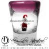 Tequilero Cónico con Santa Claus y Borde de Color Amatista. Fábrica de Vidrio Soplado Artesanal, made in México - Blown Glass Factory Store Tonala, Handcraft, Handmade.