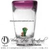 Tequilero Cónico con Nopal-Rancherito y Borde de Color Amatista. Fábrica de Vidrio Soplado Artesanal, made in México - Blown Glass Factory Store Tonala, Handcraft, Handmade.