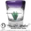 Tequilero Cónico con Agave y borde Morado. Fábrica de Vidrio Soplado Artesanal, made in México - Blown Glass Factory Store Tonala, Handcraft, Handmade.