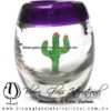 Tequilero Barril con Cactus y borde de color. Fábrica de Vidrio Soplado Artesanal, made in México - Blown Glass Factory Store Tonala, Handcraft, Handmade.