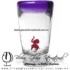 Tequilero Cónico con Elefante y borde Morado. Fábrica de Vidrio Soplado Artesanal, made in México - Blown Glass Factory Store Tonala, Handcraft, Handmade.