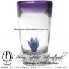 Tequilero Cónico con Agave y borde Morado. Fábrica de Vidrio Soplado Artesanal, made in México - Blown Glass Factory Store Tonala, Handcraft, Handmade.