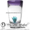 Tequilero Cónico con Agave y borde Morado. Fábrica de Vidrio Soplado Artesanal, made in México - Blown Glass Factory Store Tonala, Handcraft, Handmade.
