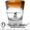 Tequilero Cónico con Rancherito y Borde de Color Naranja. Fábrica de Vidrio Soplado Artesanal, made in México - Blown Glass Factory Store Tonala, Handcraft, Handmade.