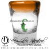 Tequilero Cónico con Chile y borde Naranja. Fábrica de Vidrio Soplado Artesanal, made in México - Blown Glass Factory Store Tonala, Handcraft, Handmade. Tequilero Cónico con Chile y borde Naranja. Fábrica de Vidrio Soplado Artesanal, made in México - Blown Glass Factory Store Tonala, Handcraft, Handmade.