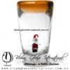 Tequilero Cónico con Santa Claus y Borde de Color Naranja. Fábrica de Vidrio Soplado Artesanal, made in México - Blown Glass Factory Store Tonala, Handcraft, Handmade.