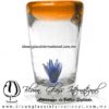 Tequilero Cónico con Agave y borde Naranja. Fábrica de Vidrio Soplado Artesanal, made in México - Blown Glass Factory Store Tonala, Handcraft, Handmade.