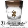 Tequilero Cónico con Elefante y borde Chocolate. Fábrica de Vidrio Soplado Artesanal, made in México - Blown Glass Factory Store Tonala, Handcraft, Handmade.