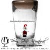 Tequilero Cónico con Santa Claus y Borde de Color Chocolate. Fábrica de Vidrio Soplado Artesanal, made in México - Blown Glass Factory Store Tonala, Handcraft, Handmade.