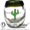 Tequilero Barril con Cactus y borde de color. Fábrica de Vidrio Soplado Artesanal, made in México - Blown Glass Factory Store Tonala, Handcraft, Handmade.