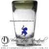 Tequilero Cónico con Elefante y borde Verde Olivo. Fábrica de Vidrio Soplado Artesanal, made in México - Blown Glass Factory Store Tonala, Handcraft, Handmade.