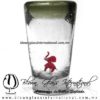 Tequilero Cónico con Elefante y borde Verde Olivo. Fábrica de Vidrio Soplado Artesanal, made in México - Blown Glass Factory Store Tonala, Handcraft, Handmade.