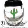 Tequilero Barril con Cactus y borde de color. Fábrica de Vidrio Soplado Artesanal, made in México - Blown Glass Factory Store Tonala, Handcraft, Handmade.