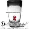 Tequilero Cónico con Elefante y borde Negro. Fábrica de Vidrio Soplado Artesanal, made in México - Blown Glass Factory Store Tonala, Handcraft, Handmade.