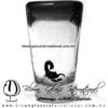 Tequilero Cónico con Escorpión y borde de Color Negro. Fábrica de Vidrio Soplado Artesanal, made in México - Blown Glass Factory Store Tonala, Handcraft, Handmade.