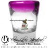 Tequilero Cónico con Rancherito y Borde de Color Pintado Rosa Mexicano Fucsia Fiusha. Fábrica de Vidrio Soplado Artesanal, made in México - Blown Glass Factory Store Tonala, Handcraft, Handmade.